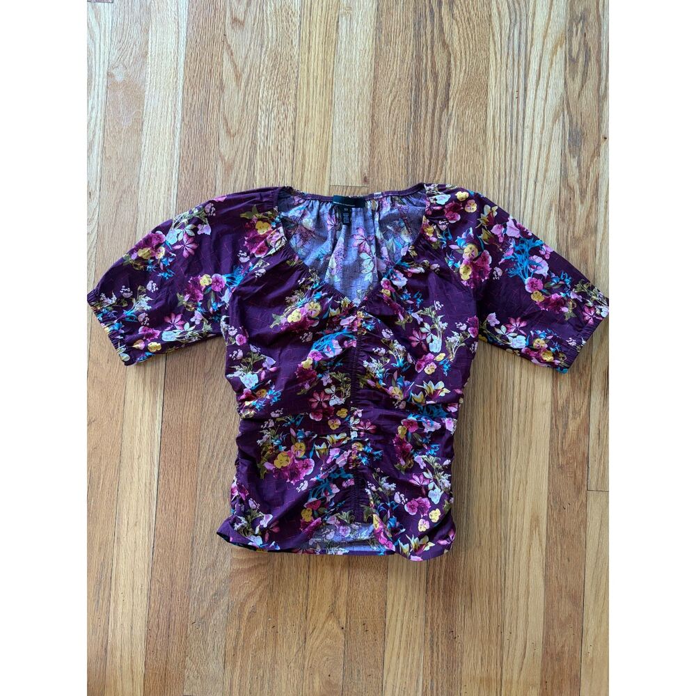 Maroon Floral Shirt from White House Black Market